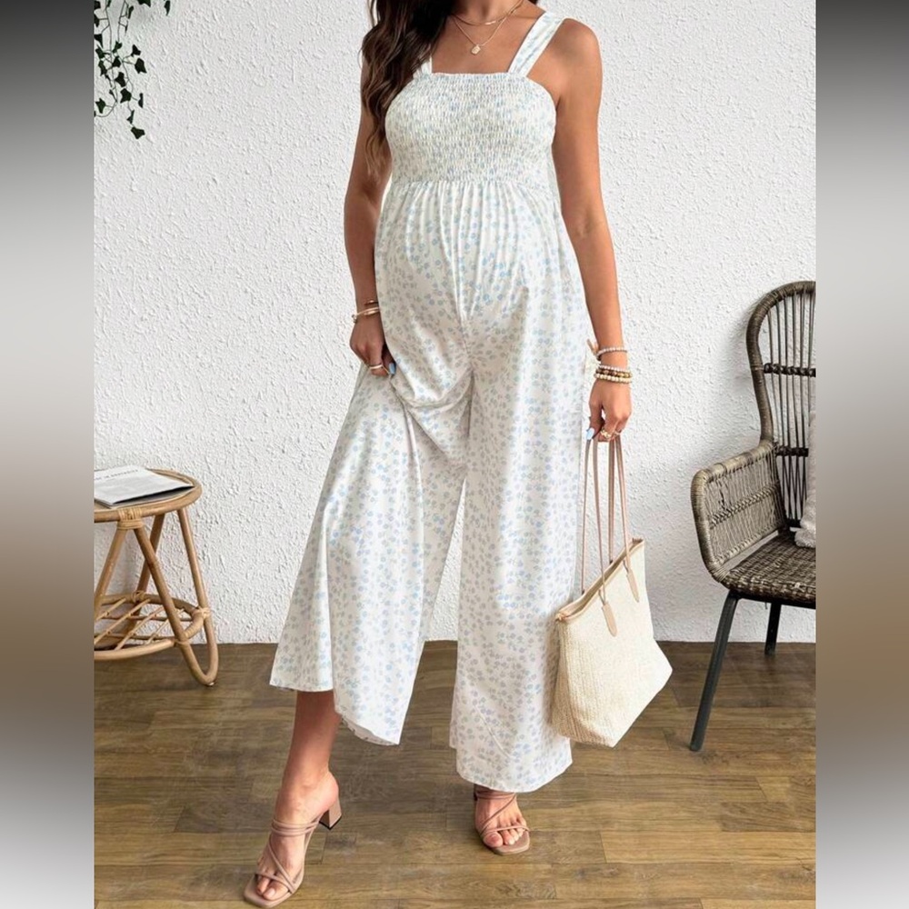 SHEIN Floral Blue and White Dress